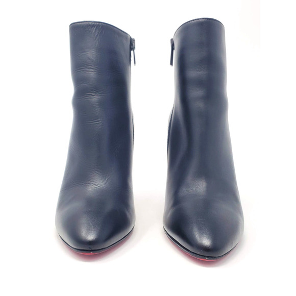 Christian Louboutin Boots Eloise 100 Heeled Ankle Booties Black Leather EU 37.5 - Picture 2 of 8